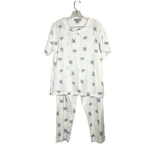 Lisa Intimates 100% Cotton Floral Pajama Set Women's XL Two Piece Sleepwear‎